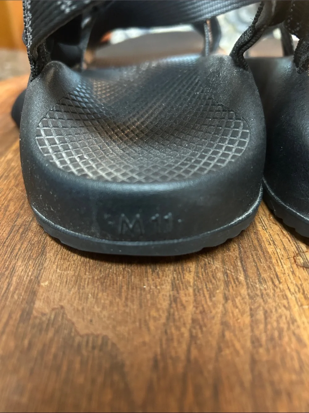 Chaco Men's Black Sandals with Gray Patterned Straps